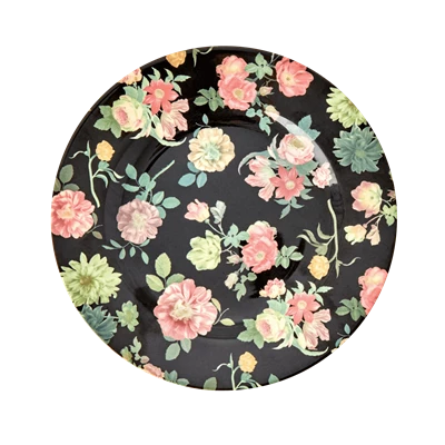 Rice plate with dark rose print
